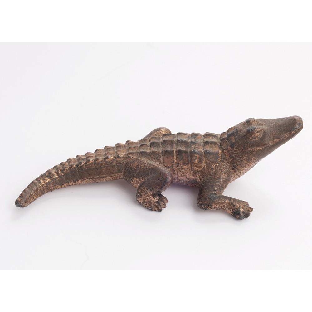 Vintage Cast Metal Alligator Figurine Paperweight Copper Colored